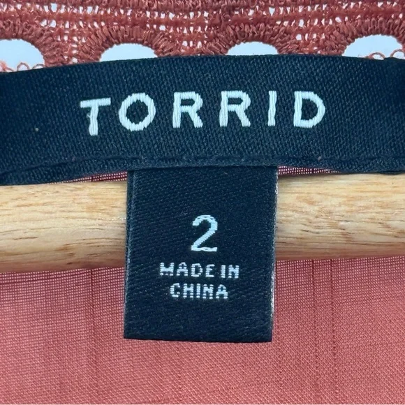 Torrid Duster Length Kimono Tie Front Lace Details in Orange Rust Size 2X - Picture 12 of 15